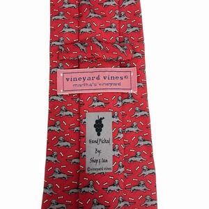 Vineyard Vines Men's Tie Golden Retrievers Dogs Red USA 3.25" (W) x 60" (L) guc